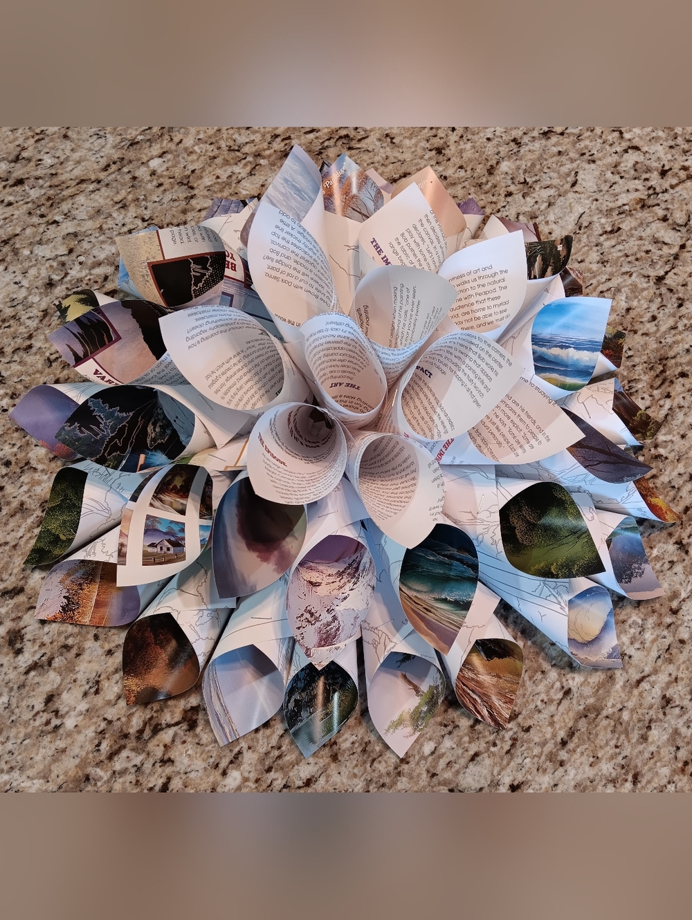 Paper Mum - Bob Ross Book Pages Mum Centerpiece/Wall Hanging